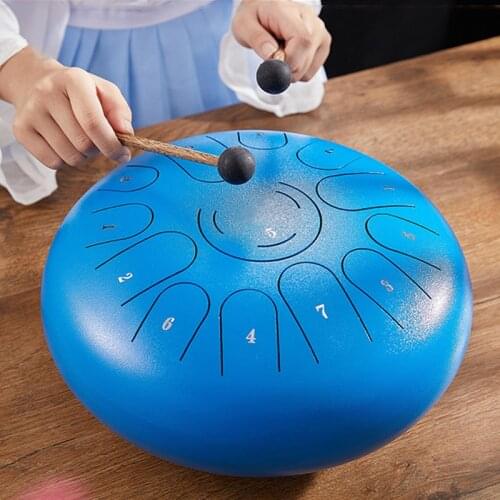 Steel Tongue Drum 12 Inch 13 Tune Steel Hand Pan Drum Tank Drums With Drumsticks Carrying Percussion Instruments Handpan Gifts