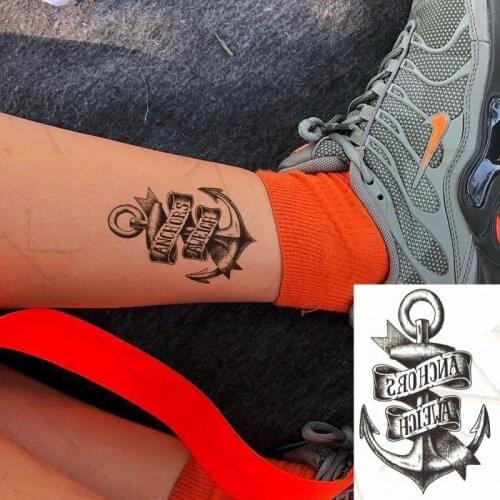 Waterproof Temporary Tattoos Anchor Letter"anchors Aweigh"Tatoo Sticker Water Transfer Fake Flash Tattoo For Men Women