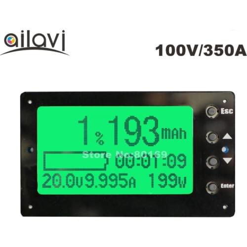 TF03 Large Screen 100V 350A Coulometer Battery Tester Remaining Capacity Coulomb Meter Indicator Display