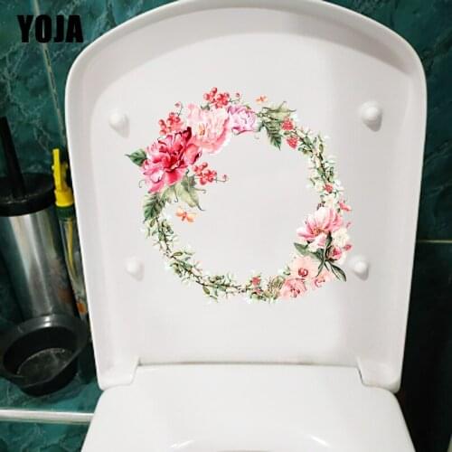 YOJA 21.2*20.4CM Beautiful Hand Painted Watercolor Wreath Bedroom Wall Decor Toilet Sticker T1-0538