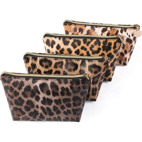 New Ladies Bag Portable Clutch Bag Leopard Makeup Cosmetic Large Capacity Multi-Function Storage Bags