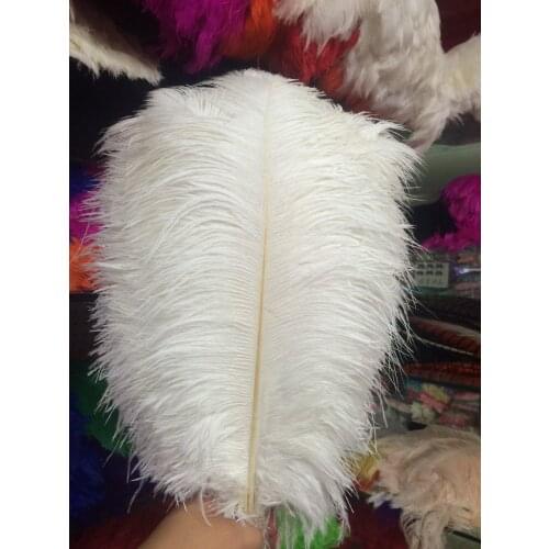 Hard rod natural 50pcs/lot white Ostrich Feathers 45-50cm /18"-20" Wedding Birthday Christmas Decorations Free Shipping