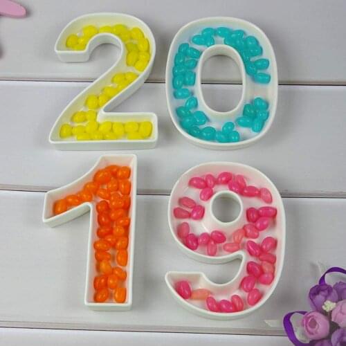 1pcs Candy Plate Dried Fruit Plate Fashion Creative Digital Platter Wedding Party Decoration Supplies Ceramic Digital Plate