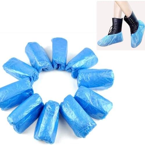 100Pcs Disposable Plastic Thick Outdoor Rainy Day Carpet Cleaning Shoe Cover Blue waterproof shoe covers Hot sale shoe cover