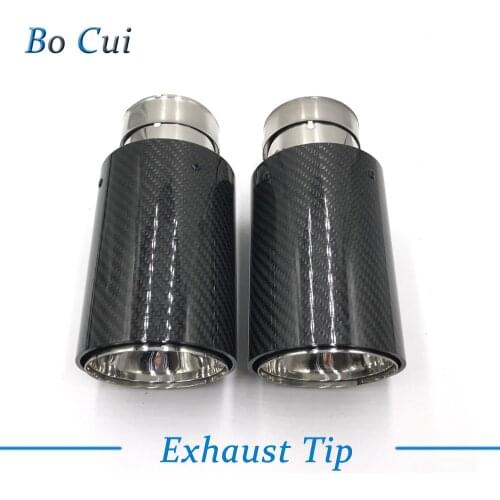 2PCS 63MM in - 89MM out M Exhaust Tailpipe Car Carbon Fiber Exhaust End Tips for BMW M3 M5 M6