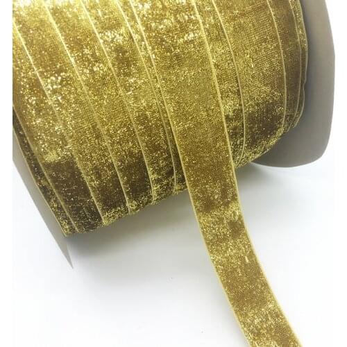 3 Yards 1"(25mm)Wide Glitter Golden Velvet Ribbon Headband Clips Bow Wedding Decoration