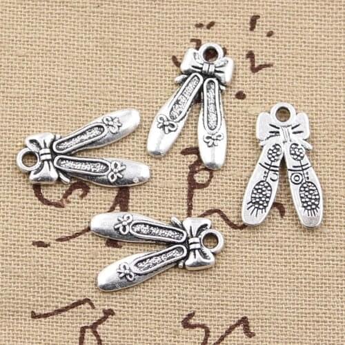20pcs Charms Ballet Shoes Slippers 20x13mm Antique Bronze Silver Color Plated Pendants Making DIY Handmade Tibetan Jewelry