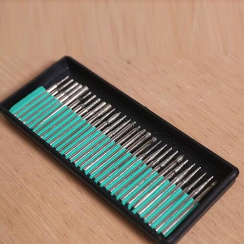30pcs 2.35mm 3mm Shank Grinding Cutting Head Diamond Burr Mini Drill Bits Dremel Rotary Carving Polishing Tools