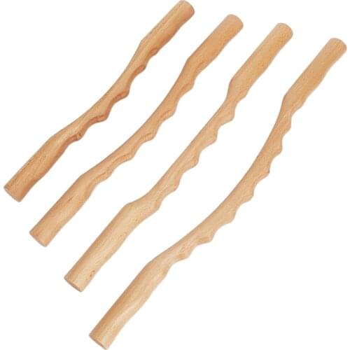 4Pcs Wood GuaSha Scraping Stick Massage Tool for Neck Back Shoulder Therapy
