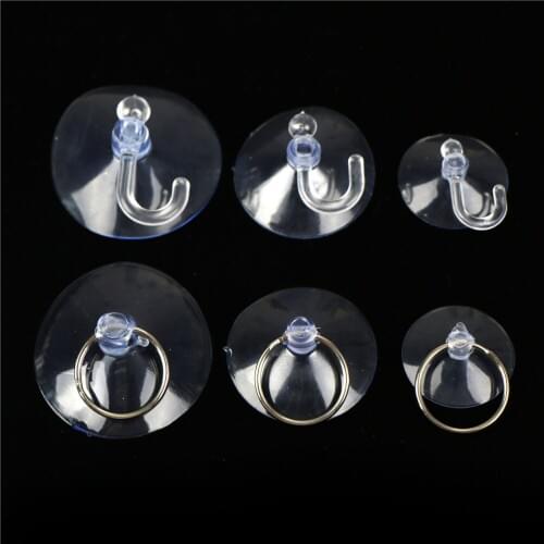 5pcs Glass Wall Hook Hanger Kitchen Bathroom Clear Suction Cup Sucker For Window