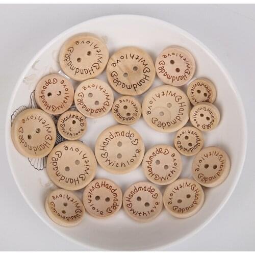 100Pcs/lot New Wooden Beads Natural Color Wooden Buttons Handmade Letter Love Scrapbooking for Wedding Decor Sewing Accessories