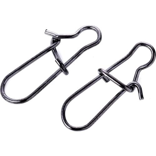50pcs/bag Fishing Hook line Connector Stainless Steel Hook Fast Clip Lock Snap Swivel Solid Rings Fishing Accessories