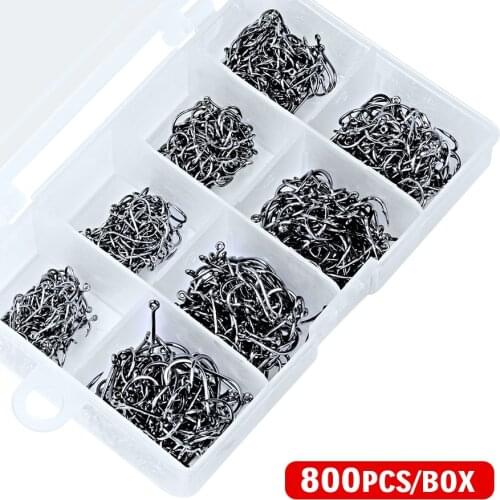 800Pcs/Box fishhook 3#-10# single hook High Qulity Fishing Hook Jig Big Hook