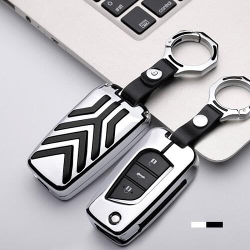 Galvanized Alloy Suede leather splicing Car Key Cover Case for Toyota Camry Mark X RAV4 PRADO COROLLA HIGHLANDER 2 3 Buttons Key
