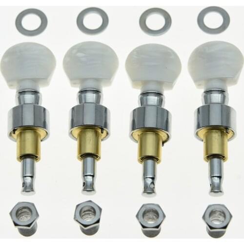 Dopro Set of 4 Gold/Chrome Buttons Banjo Geared Tuners Tuning Pegs Machine Heads