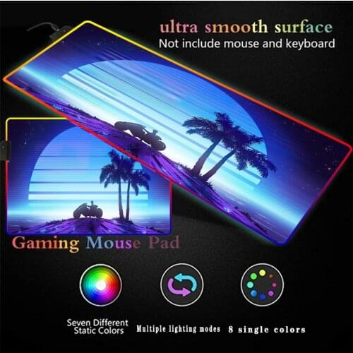 Moon Night Scenery RGB Gaming Large Mouse Pad Led Computer Mousepad Big Mouse Mat with Backlight Carpet for Keyboard Desk Mat