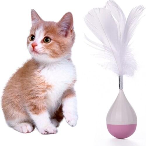 Interactive Cat Toy With Feather Toy Tumbler Pet Ball Rolling Ball With Feather