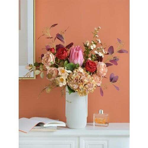 Artificial Dried flowers european decor flower pots decorative home decoration ceramic vase home decoration fall decor