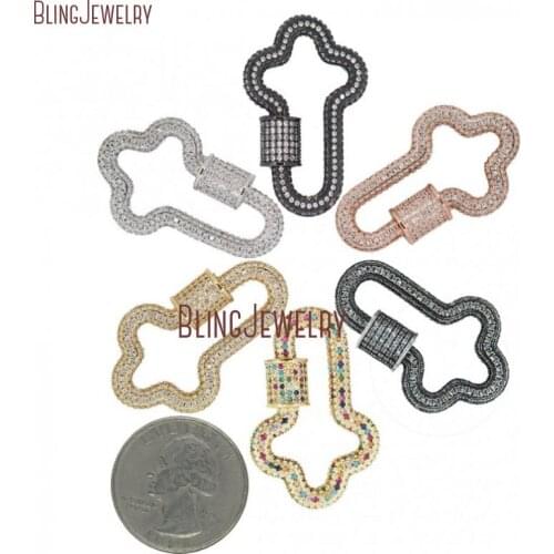 Cross Clear Ziricon CZ Micro Pave Screw Clasp Lock Carabiner Pave Lock 14x28mm FC27614