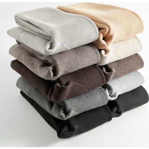 Super Warm 400g Thicker Womens slim Corgi buttock Leggings cotton vertical strip Cashmere one-piece pants cashmere panties L6