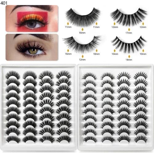 LTWEGO 40Pairs 15-25 mm 3D Mink Lashes Bulk Faux Thick Long Wispy Natural Lashes Wholesales Natural False Eyelashes Makeup Tools