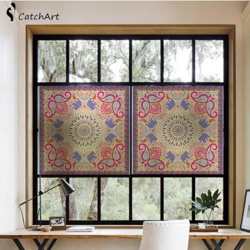 Multicolor Stained Glass Shard Privacy Frosted Stained Glass Decorative Window Film for Bathroom, Kitchen, Home, Office Easy to