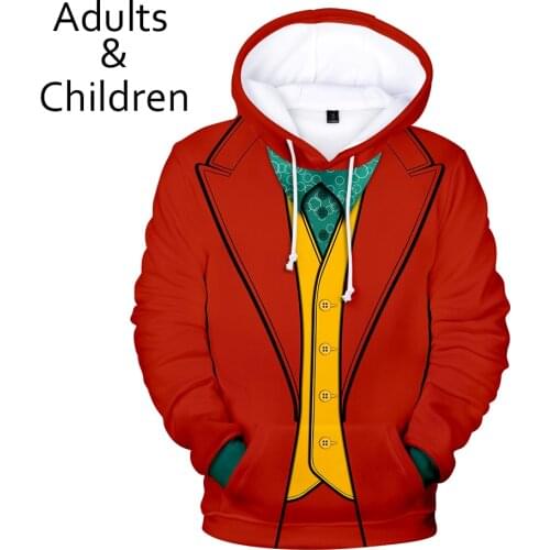 Fashion Joker 3D Mens and Womens Fashion Hoodie Childrens Sweatshirt Casual Autumn Winter Pullover 3D Boy and Girl Red Dress
