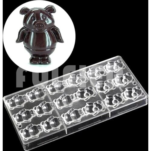 Cartoon Pig Shape Sweets Belgium Chocolate Mold Baking Polycarbonate Candy Mould Trays Bakeware Confectionery Tool