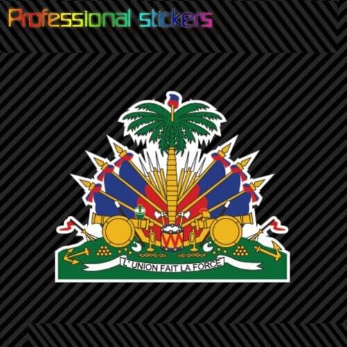 Haitian Coat of Arms Sticker Decal Self Adhesive Vinyl Haiti Flag HTI HT Stickers for Cars, Bicycles, Laptops, Motos