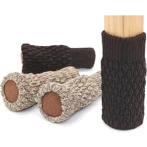 4PCS Knitted Chair Leg Socks Furniture Table Feet Leg Floor Protectors Covers Floor Protection Pads for Circumference 10-25cm