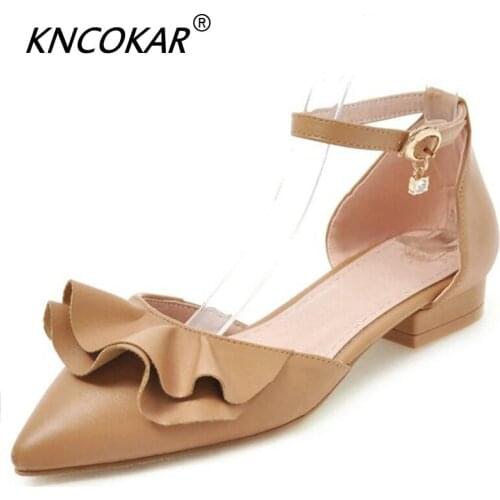 New Womens Shoes For Spring And Summer 2019 Hollow Sandals With Low Heels And Pointed Buckles Large Shoes For Women