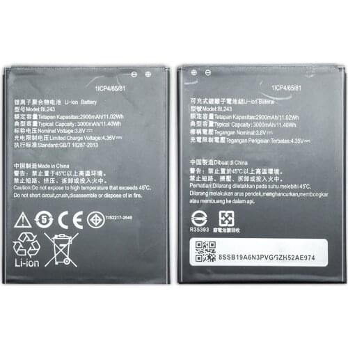 2019 New BL 243 BL243 Battery For lenovo Lemon K3 Note K50-T5 A7000 A5500 A5600 A7600 2900mAh Mobile Phone Backup Bateria