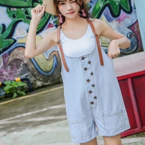 New Girls Short Denim Jumpsuit Romper Women Spring Summer Overalls Casual Jeans Short Playsuits