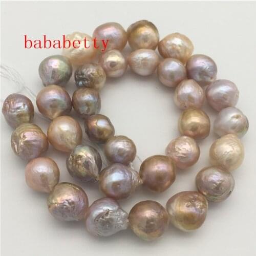 New natural freshwater cultured nuclear multicolor Edison pearl loose beads 12-13MM 15"