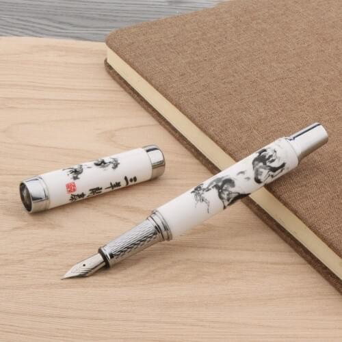 New Brand Fountain Pen Chinese Porcelain Painting Sheep Mediun Nib Ink Pens Stationery Office School Supplies