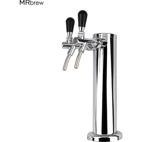 Two Taps Beer Tower, Homebrew Beer Tower With Flow Control Faucets,Double Heads Beer Dispenser For Soda Water / Wine Bar Tools