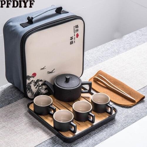 Portable Ceramic Teaware Set Chinese Kung Fu Tea Set Teapot Traveller Teaware with Bag Teaset Gaiwan Tea Cups of Tea Ceremony
