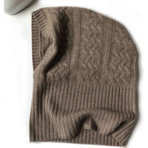 Knitted Hat Solid color Pure Cashmere Hat Women 100% Cashmere Tube Scarf Hat Luxury Brand Fashion Warm Soft Warm Head