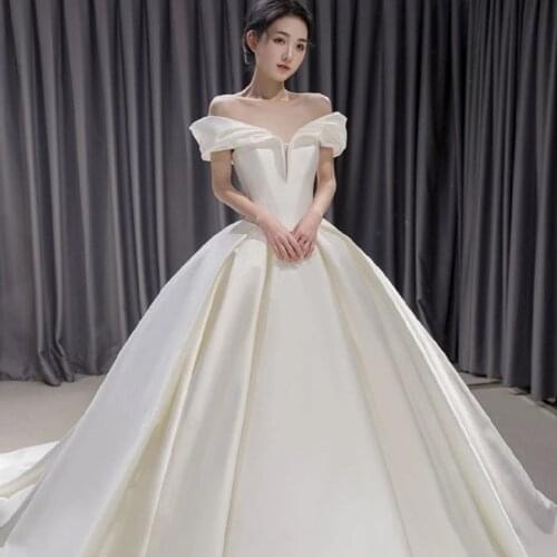 Wedding Dresses Illusion V-Neck Short Jersey Backless Off The Shoulder Floor-Length Luxury White Elegant Women Bridal Gown G355