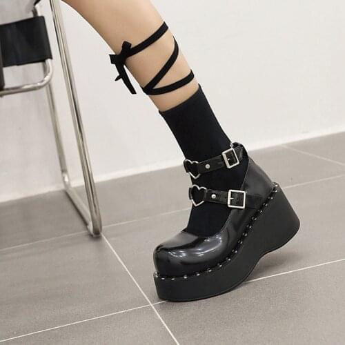YMECHIC Dark Lolita Goth Punk Platform Platform Cosplay Pumps Loli Devilian Little Bat Demon Street Style Shoes High Heel 2021