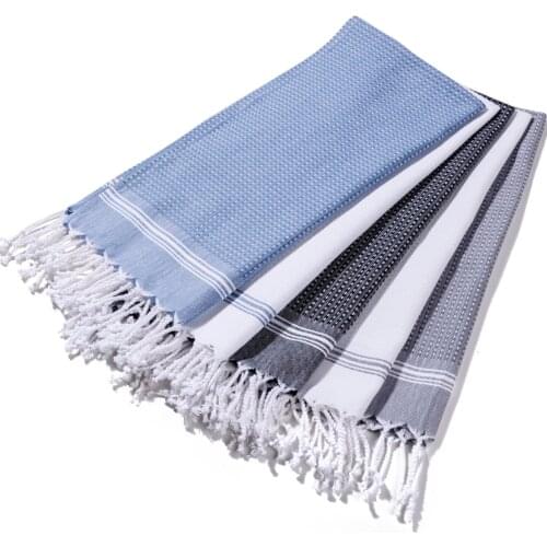 Hand Towels for Bathroom Hair Face Kitchen Towel Set of 2 – 100% Turkish Cotton Decorative Striped Absorbent with Fringe 45X90cm