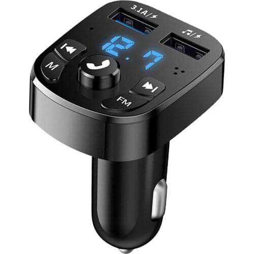 Universal Radio Receiver Handsfree Call Car Charger Bluetooth FM Transmitter 2 inch LED Screen 12V/3.1A for All Smartphones