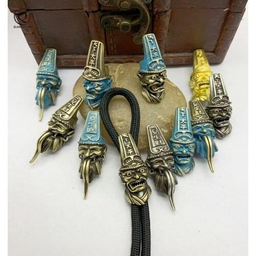 Vintage Brass Long Tongue Ghost Car Key Hanging Pendant Keyring Accessories Bag Hanging Antique Collection Crafts Gifts