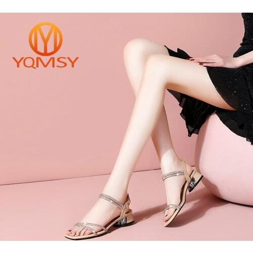 YQMSY Fashion Womens Sandals Casual Metal Decoration Square Heel Buckle Strap Modern Sandals Leisure Office Lady Shoes AS177
