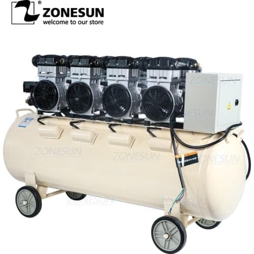 ZONESUN ZS-AC160L Powerful Pure Copper Piston Type Mute Oil-Free Air Compressor For Dental Woodworking Piant Portable Air Pump