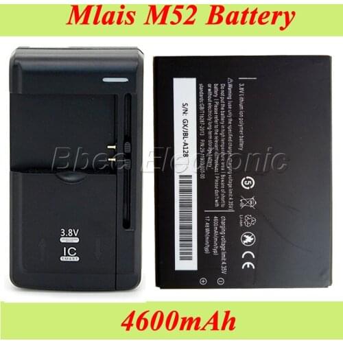 1LOT=1PC Mlais M52 battery 4600mAh For Mlais M52 Red Note Batterie Bateria Accumulator AKKU+1PC Universal Charger