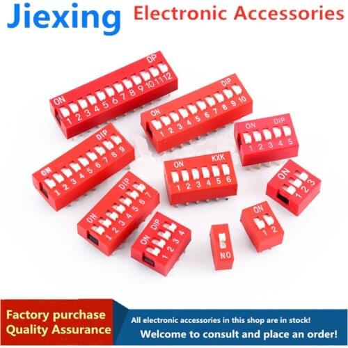 10PCS Slide Type Switch Module 1 ~ 12 Bit 2.54mm Position Way DIP Blue Pitch Toggle Switch Blue Snap Switch For PCB 8PIN 6PIN
