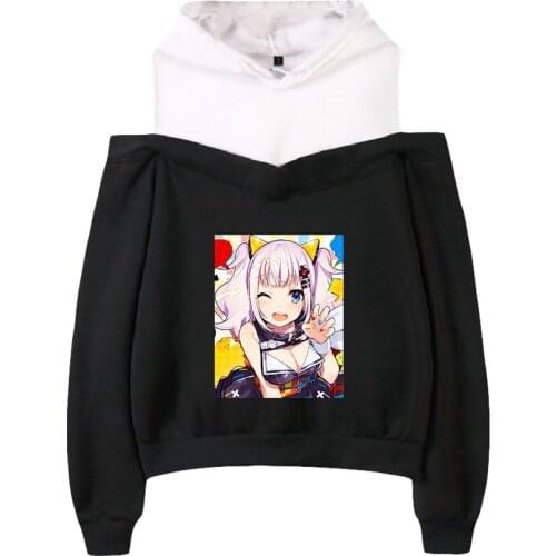 2021 Harajuku Kaguya Luna 2D Printing Women popular Hooded Off-Shoulder Hoodies Sweatshirt