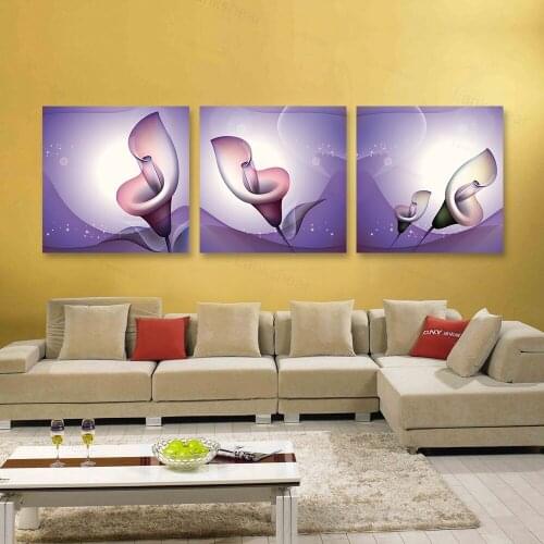3 Panels Wall Art Painting Charm Multi-Color Calla Lily Art Triptych Painting Home Living Room Decoration