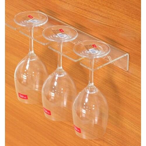 3-Slot Clear Acrylic Wine Glass Holder Wall Mounted Rack Goblet Stemware Cup Storage Hanging Organizer Shelf Bar Home Utensil
